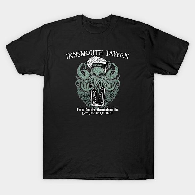 Innsmouth Tavern (Black Print) T-Shirt by Miskatonic Designs